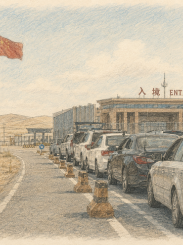 Passage de la frontière entre la Mongolie et la Chine